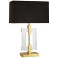 Robert Abbey Lincoln 29" High Black Shade Brass and Crystal Table Lamp