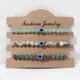 Ensemble de 3 bracelets turcs mauvais œil bleu 6MM perles extensibles quartz en cristal bijoux