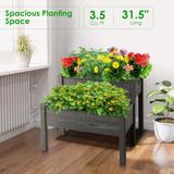 Gymax 2 Tier Wooden Raised Garden Bed Elevated Planter Box w/ Legs