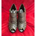 Louis Vuitton Shoes | Louis Vuitton Leather Open Toe Heels Shoe Gray | Color: Black/Gray | Size: 36.5eu