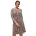 Plus Size Women's Madison 3/4 Sleeve Dress by ellos in Grey Spruce Ditsy Floral (Size 5X)