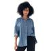 Plus Size Women's Oversized Button-Front Denim Shirt by ellos in Medium Stonewash (Size 14/16)