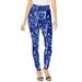 Plus Size Women's Ankle-Length Performance Legging by Roaman's in Navy Marble Print (Size 38/40) Stretch Yoga Workout Pants