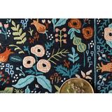 Black/Blue 18 x 18 x 0.38 in Area Rug - Rifle Paper Co. x Loloi Les Fleurs LES-01 Black Rug Wool | 18 H x 18 W x 0.38 D in | Wayfair