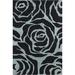 Blue 120 x 84 x 0.75 in Indoor Area Rug - Rosdorf Park Ewall Black/Light Floral Area Rug Wool | 120 H x 84 W x 0.75 D in | Wayfair