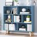 Corrigan Studio® en Open Shelf Bookcase - 3 Tier Floor Display Cabinet Shelf w/ Legs, 7 Cube Bookshelves in Blue | Wayfair