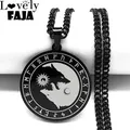 Colliers Viking en acier inoxydable avec lettre de Divination Yin et Yang collier de loup de