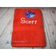 Personalised Kids Bath Towel, Red Shark Bath Towel, Children's Shark Swim Towel, Embroidered Bath Towel, (Choice of colours)