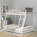 Metal Floor Bunk Bed with Guardrails and Stairs, Twin over Full,Black/White