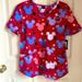 Disney Tops | Bnwt Disney Mickey Scrub Top Small Usa July 4 | Color: Blue/Red | Size: S