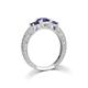 Handmade Ladies Hallmarked Sterling 925 Solid Silver 3 Stone Tanzanite and White Sapphire Eternity Ring (L)