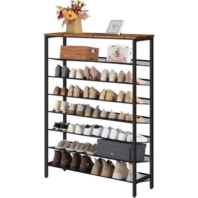 8-stöckiges Schuhregal, Schuhschrank hoch, Große schmal Schuhablage, Flache und kippbare, 100 x 30 Image