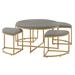 Kingstown Home Lilas Gold Finish Round Coffee Table w/ Nesting Stools Metal in Gray/Yellow | 19 H x 32 W x 32 D in | Wayfair E772OT-GD