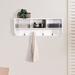 Latitude Run® Entryway Wooden Coat Rack, Hats Hanger w/ 4 Dual Hooks, 3 Storage Shelves, Wall Mounted () Wood/Metal in White | Wayfair