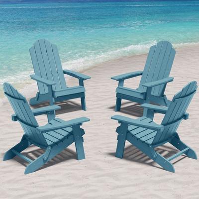 WINSOON All Weather HIPS Outdoor Folding Adirondack Chairs Outdoor Chairs Set of 4