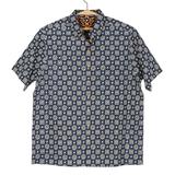 Floral Labyrinth in Midnight,'Men's Screen Printed Cotton Shirt'