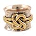 Golden Knot,'Sterling Silver and Brass Knotted Band Ring'