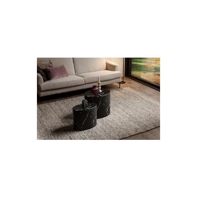 SalesFever Couchtisch 2er Set | oval | Melaminfolie in Marmoroptik