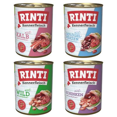 12 x 800 g Sparpaket RINTI Kennerfleisch Mix 1 Nassfutter Hund