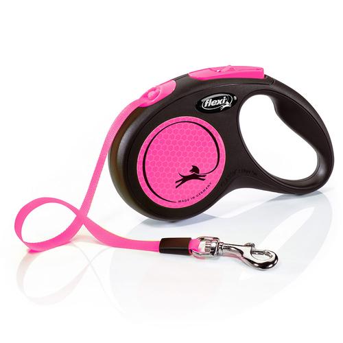 flexi New Neon Gurt-Leine pink, 5m/M bis 25kg Hund