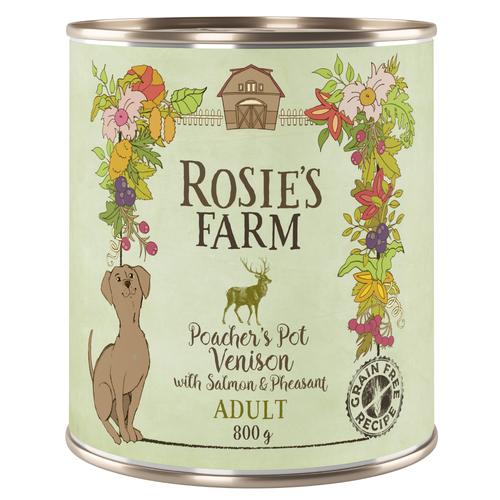 6x800g Adult Wild & Fasan mit Lachs Rosie's Farm Hundenassfutter