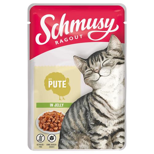 22x100g Schmusy Ragout in Jelly Pute Katzenfutter nass