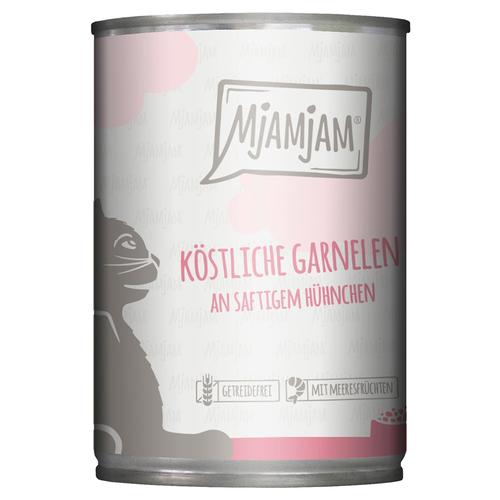 Sparpaket 24x400g MjAMjAM köstliche Garnelen an saftigem Hühnchen Katzenfutter nass