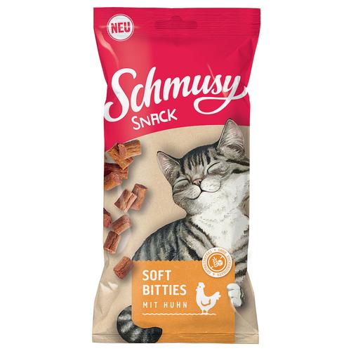 12x60g Schmusy Snack Soft Bitties mit Huhn Katzensnacks