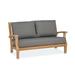 CO9 Design Newport 61" Wide Outdoor Teak Loveseat w/ Cushions Wood/Natural Hardwoods in Brown | 33 H x 61 W x 33 D in | Wayfair NW55CUSLOVEDUSK
