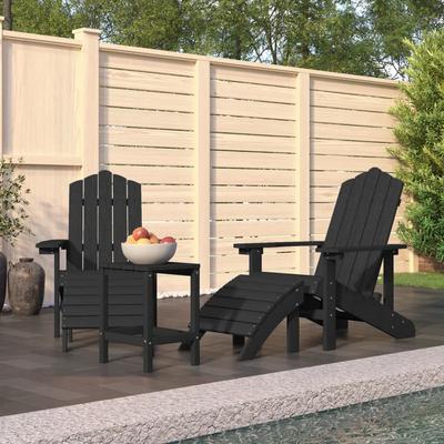 vidaXL Garden Adirondack Chairs with Footstool & Table HDPE Anthracite