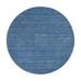 Shahbanu Rugs Denim Blue, Soft Wool Hand Loomed, Modern Design, Tone on Tone, Round Oriental Rug (6'0" x 6'0") - 6'0" x 6'0"
