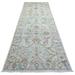 Shahbanu Rugs Gray, Afghan Ushak Hand Knotted, Natural Dyes Pure Wool, Wide Runner Oriental Rug (4'0" x 11'10") - 4'0" x 11'10"