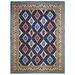 Shahbanu Rugs Navy Blue Afghan Ersari with Large Elements Natural Dyes Dense Weave Soft Wool Hand Knotted Rug (9'2" x 11'10")