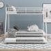 Contemporary Twin over Full Bed with Sturdy Steel Frame, Bunk Bed with Twin Size Trundle, Two-Side Ladders