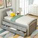 Modern and Vintage Twin Size Platform Storage Bed Solid Wood Bed with 6 Drawers, Safe and Healthy for Kids