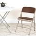 Classic Metal Frame Folding Chairs with Brown Patterned Fabric Upholstery