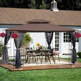 13' x 10' Outdoor Patio Garden Gazebo Canopy, Outdoor Shading with Steel Roof, Gazebo Tent With Curtains