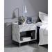 1-drawer Nightstand Beside Table, Faux Marble & Chrome Finish