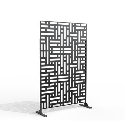 Black Metal Free Standing Outdoor Privacy Screen for Patio Garden