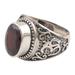 Blissful Solitude,'Men's Garnet and Sterling Silver Cocktail Ring from India'