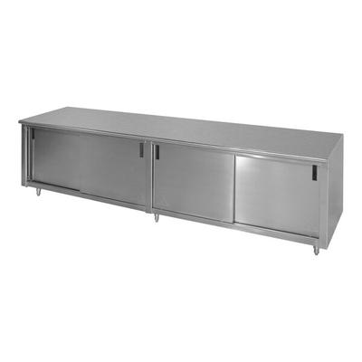 Advance Tabco CB-SS-3012M 30" x 144" 14 Gauge Work Table with Cabinet Base and Mid Shelf