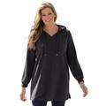 Plus Size Women's Rib Knit Hooded Sweatshirt by Woman Within in Heather Charcoal (Size L)