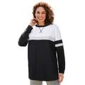 Plus Size Women's Color Block Long Sleeve Sweatshirt by Woman Within in Black Heather Grey White (Size 1X)