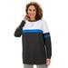 Plus Size Women's Color Block Long Sleeve Sweatshirt by Woman Within in Heather Charcoal Bright Cobalt White (Size L)