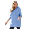 Plus Size Women's Rib Knit Hooded Sweatshirt by Woman Within in French Blue (Size 1X)
