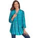 Plus Size Women's Perfect Pintuck Tunic by Woman Within in Aquamarine Plaid (Size 42/44)