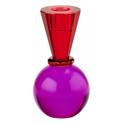 Gift Company Kerzenhalter Sari Kugel Konus, Kerzenständer, Kristallglas, Rot, Pink, 13.5 cm,