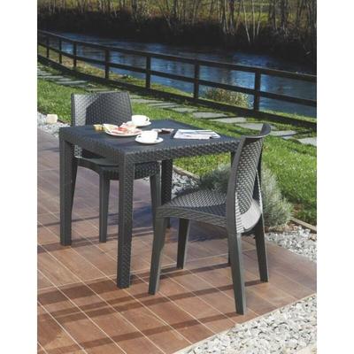 Gartentisch Agrigento, Quadratischer Gartentisch, feststehender Couchtisch in Rattan-Optik, 100 %