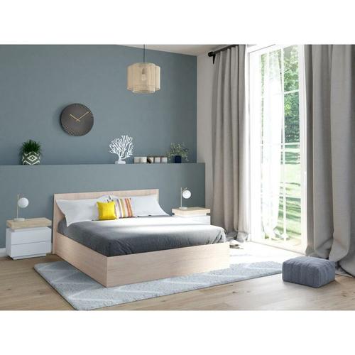 Bett mit Bettkasten – 140 x 190 cm – Naturfarben – elphege – Naturfarben hell
