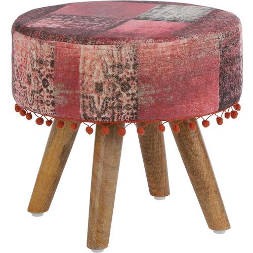 Womo-design - Sitzhocker gepolstert, 38x36 cm, Rot, aus Stoffbezug mit Holzbeine, Polsterhocker